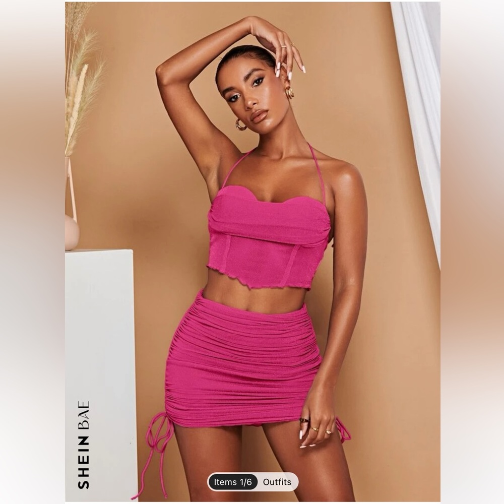 Glitter pink skirt set